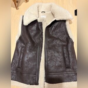 NWOT Retro Aerie Dark Brown Shearling Vest